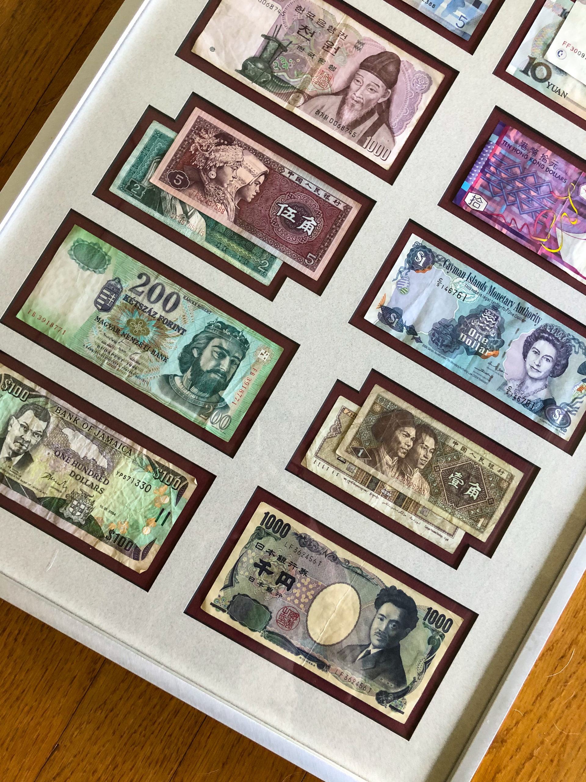 Framed foreign currency 